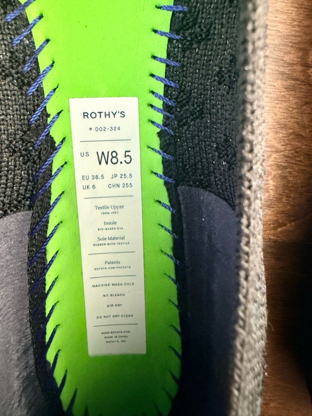 Rothy’s Point Black Shimmer Flat Sz 8.5 - Picture 5 of 6